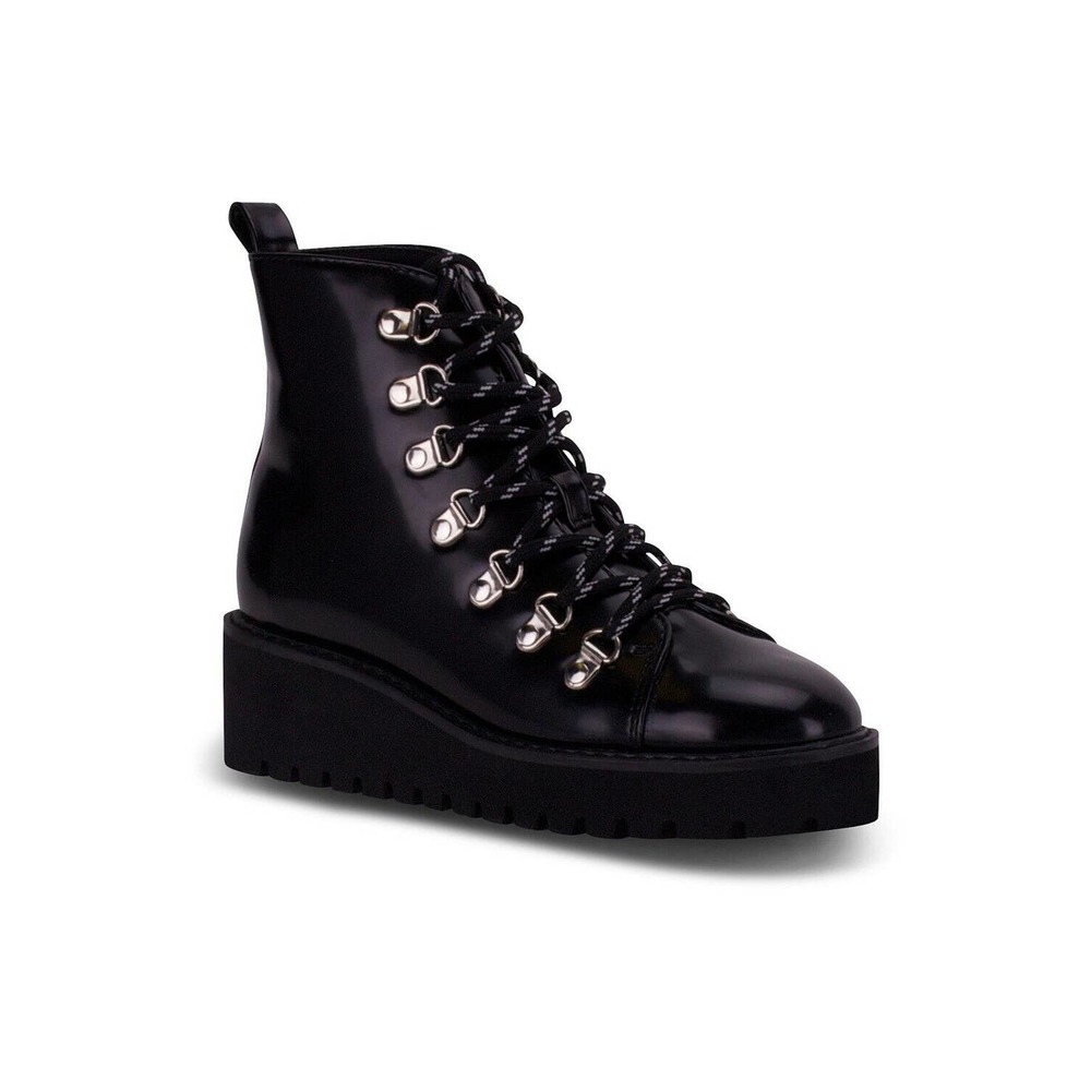 WANTED WEDGE BLACK COMBAT BOOTS - SIZE 6.5